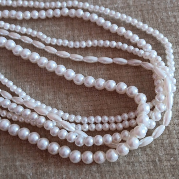Faux Pearl Multi Strand Long Necklace - Picture 3 of 8